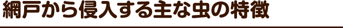 網戸から侵入する主な虫の特徴